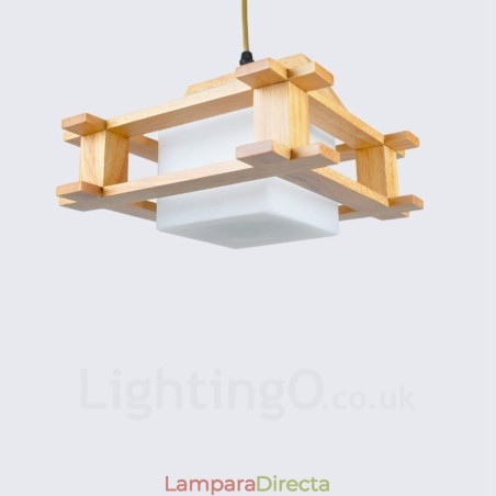 1 Lámpara colgante de madera moderna contemporánea de estilo nórdico con pantalla de cristal 1 Lámpara colgante de madera moderna contemporánea de estilo nórdico con pantalla de cristal