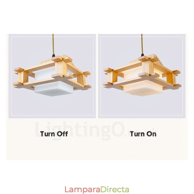 1 Lámpara colgante de madera moderna contemporánea de estilo nórdico con pantalla de cristal