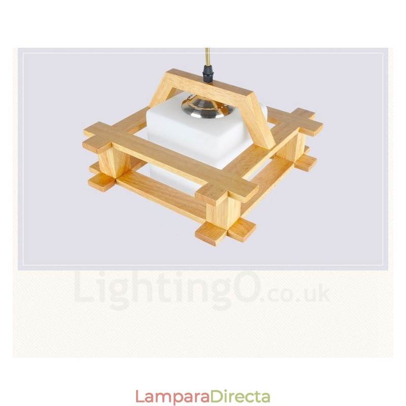 1 Lámpara colgante de madera moderna contemporánea de estilo nórdico con pantalla de cristal