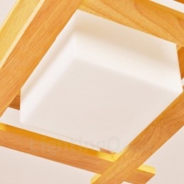 1 Lámpara colgante de madera moderna contemporánea de estilo nórdico con pantalla de cristal