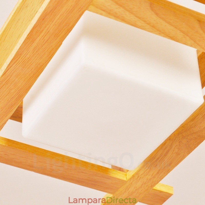 1 Lámpara colgante de madera moderna contemporánea de estilo nórdico con pantalla de cristal