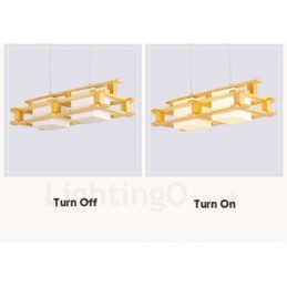 Lámpara colgante de madera de 2 luces, estilo nórdico moderno y contemporáneo, con pantalla de cristal