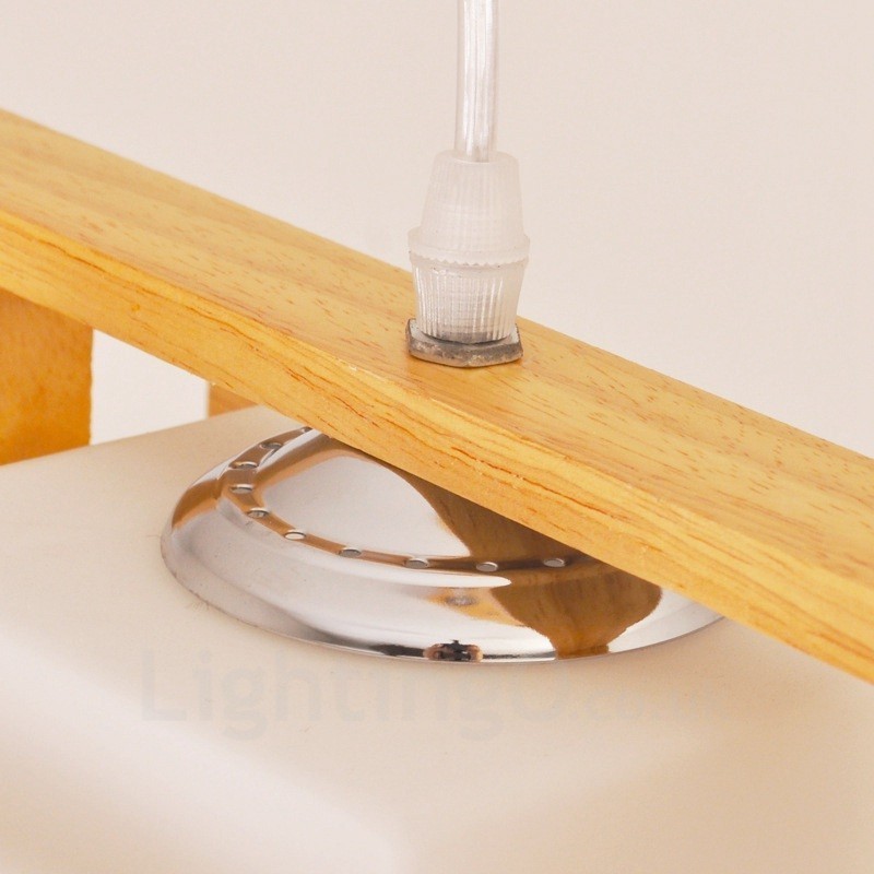 Lámpara colgante de madera de 2 luces, estilo nórdico moderno y contemporáneo, con pantalla de cristal
