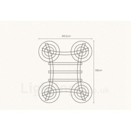 Lámpara colgante rústica de madera de 4 luces con pantalla de vidrio