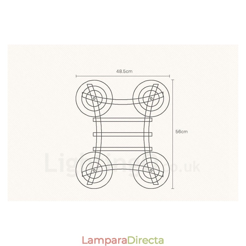 Lámpara colgante rústica de madera de 4 luces con pantalla de vidrio