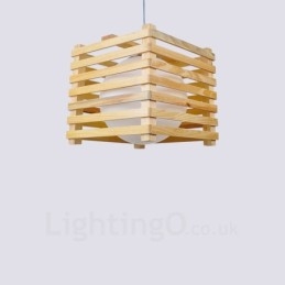 1 Lámpara colgante de madera moderna contemporánea de estilo nórdico con pantalla de cristal