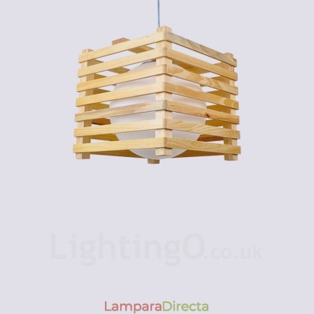 1 Lámpara colgante de madera moderna contemporánea de estilo nórdico con pantalla de cristal 1 Lámpara colgante de madera moderna contemporánea de estilo nórdico con pantalla de cristal