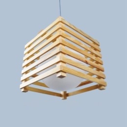 1 Lámpara colgante de madera moderna contemporánea de estilo nórdico con pantalla de cristal