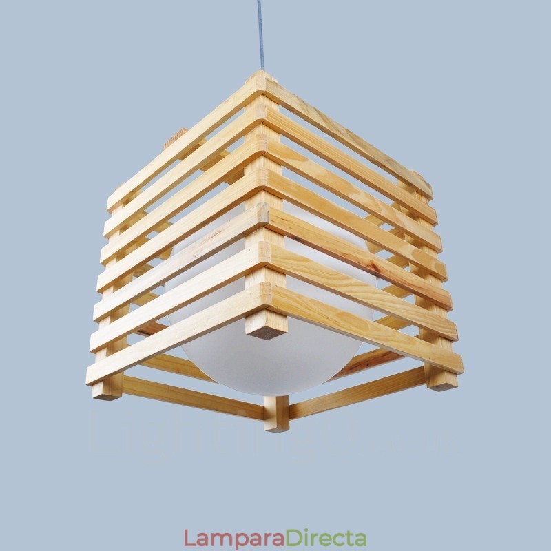 1 Lámpara colgante de madera moderna contemporánea de estilo nórdico con pantalla de cristal