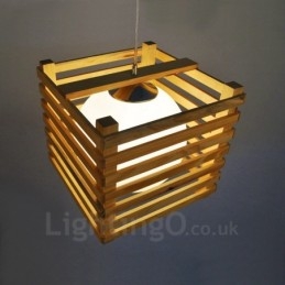 1 Lámpara colgante de madera moderna contemporánea de estilo nórdico con pantalla de cristal