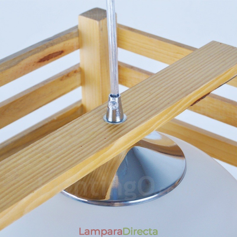 1 Lámpara colgante de madera moderna contemporánea de estilo nórdico con pantalla de cristal