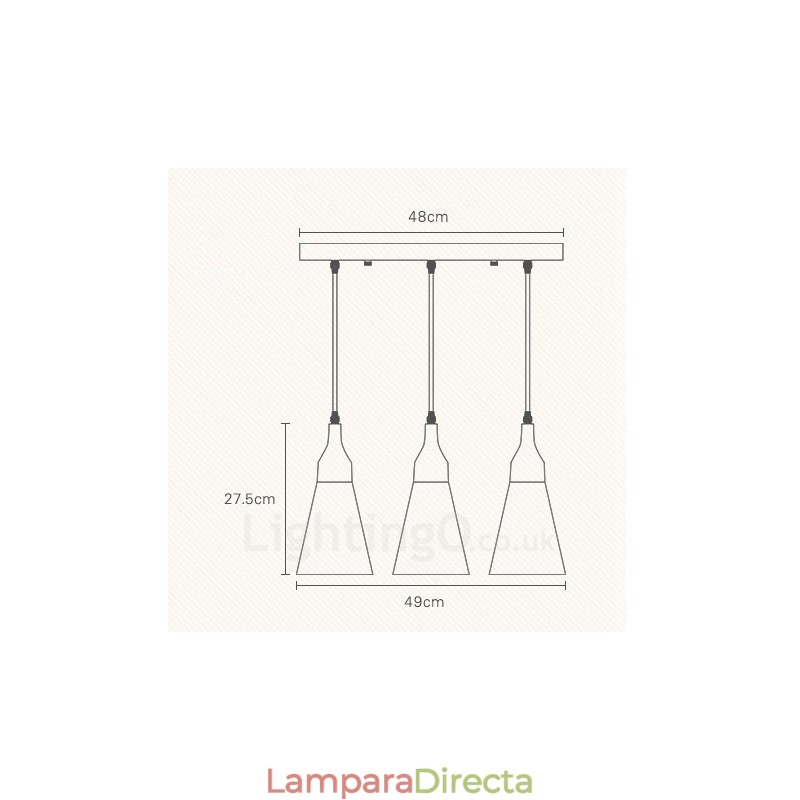 Lámpara colgante contemporánea moderna de madera de 3 luces con pantalla de tela