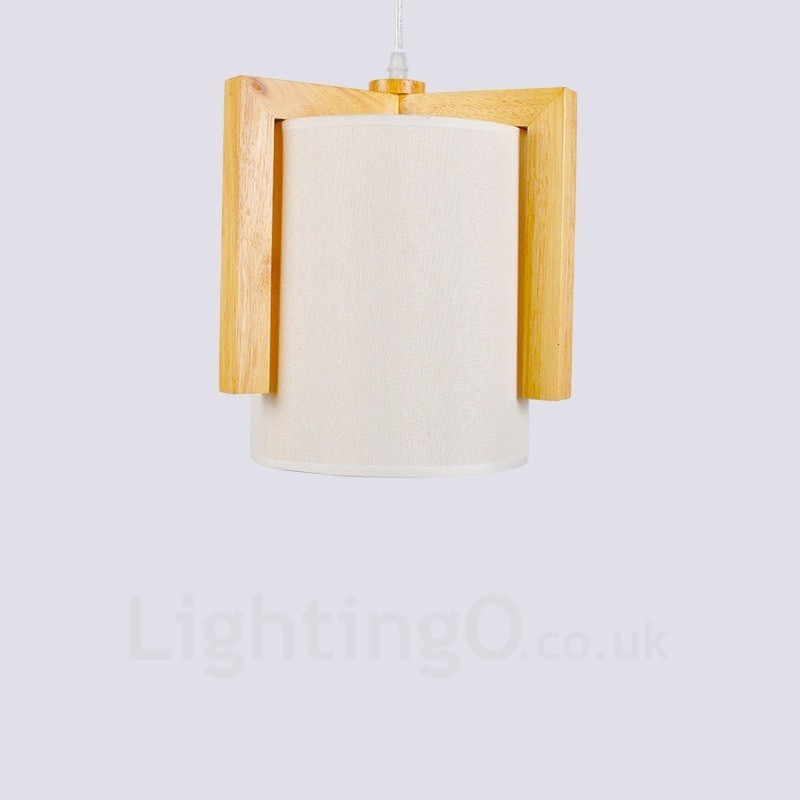 1 lámpara colgante de madera moderna contemporánea de estilo nórdico con pantalla de tela