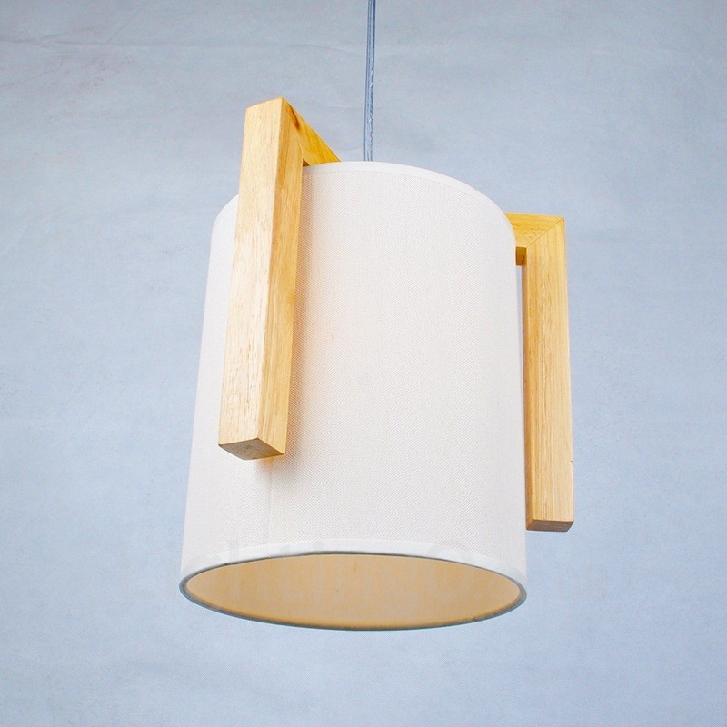 1 lámpara colgante de madera moderna contemporánea de estilo nórdico con pantalla de tela