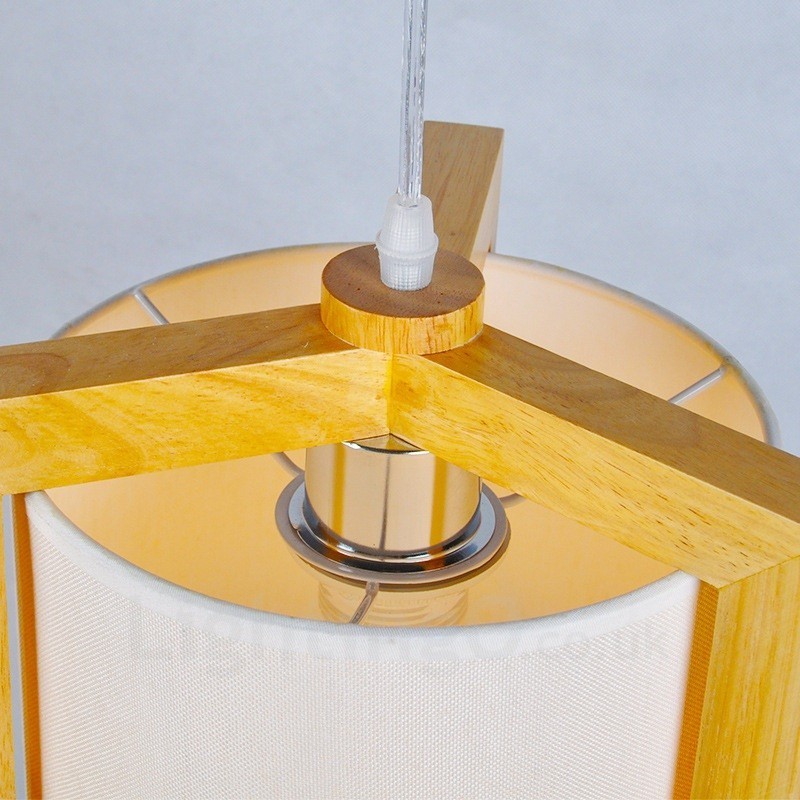 1 lámpara colgante de madera moderna contemporánea de estilo nórdico con pantalla de tela