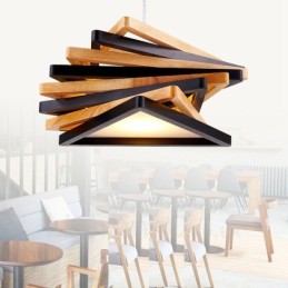 Lámpara colgante contemporánea moderna de madera clara con pantalla de madera