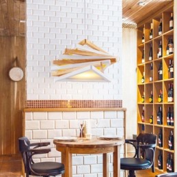 Lámpara colgante contemporánea moderna de madera clara con pantalla de madera