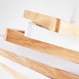 Lámpara colgante contemporánea moderna de madera clara con pantalla de madera