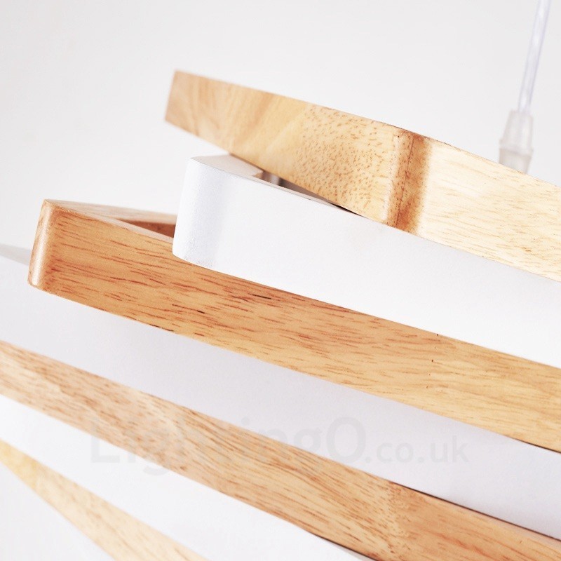 Lámpara colgante contemporánea moderna de madera clara con pantalla de madera