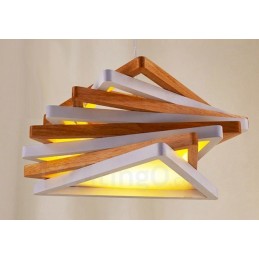 Lámpara colgante contemporánea moderna de madera clara con pantalla de madera