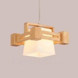 1 lámpara colgante de madera moderna contemporánea de estilo nórdico con pantalla de tela