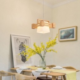 1 lámpara colgante de madera moderna contemporánea de estilo nórdico con pantalla de tela