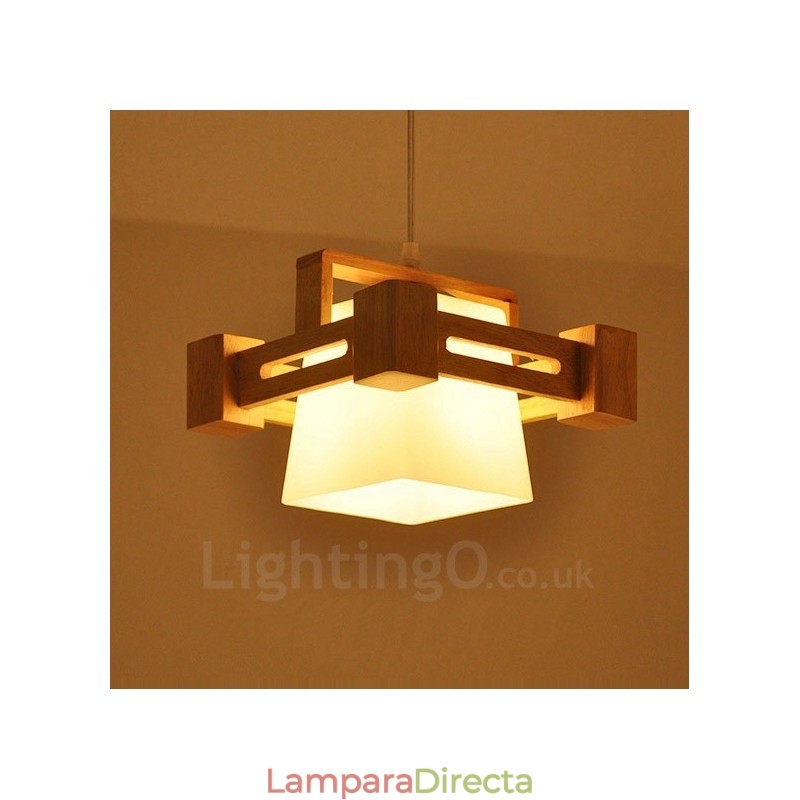 1 lámpara colgante de madera moderna contemporánea de estilo nórdico con pantalla de tela