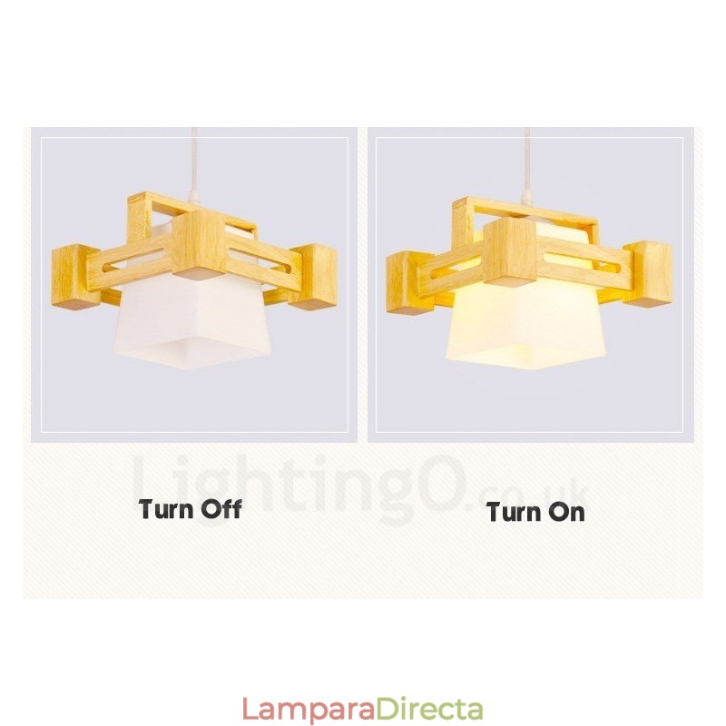 1 lámpara colgante de madera moderna contemporánea de estilo nórdico con pantalla de tela