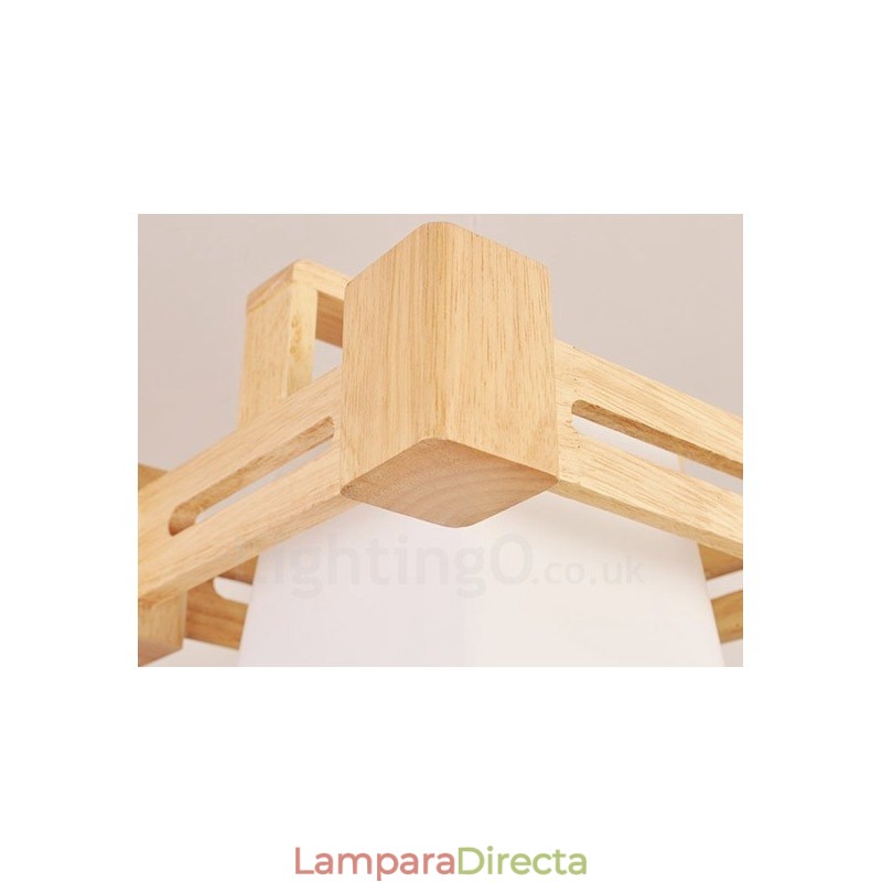 1 lámpara colgante de madera moderna contemporánea de estilo nórdico con pantalla de tela