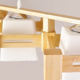 Lámpara colgante de 3 luces de madera moderna de estilo nórdico contemporáneo con pantalla de tela
