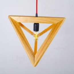 Lámpara colgante contemporánea moderna de madera clara con pantalla de madera