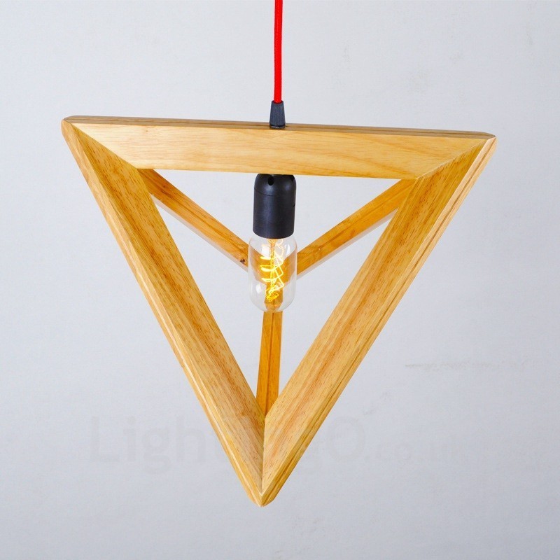 Lámpara colgante contemporánea moderna de madera clara con pantalla de madera