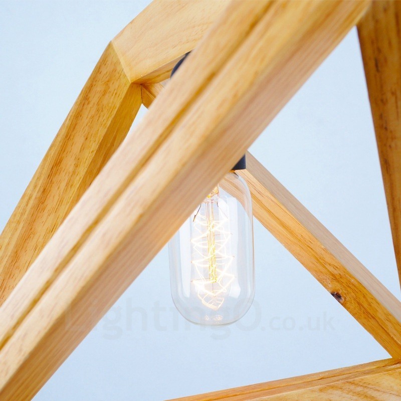 Lámpara colgante contemporánea moderna de madera clara con pantalla de madera