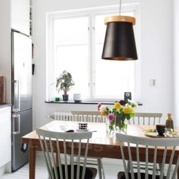 1 lámpara colgante de madera moderna contemporánea de estilo nórdico con pantalla de hierro