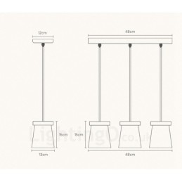 Lámpara colgante de 3 luces de madera moderna de estilo nórdico contemporáneo con pantalla de hierro