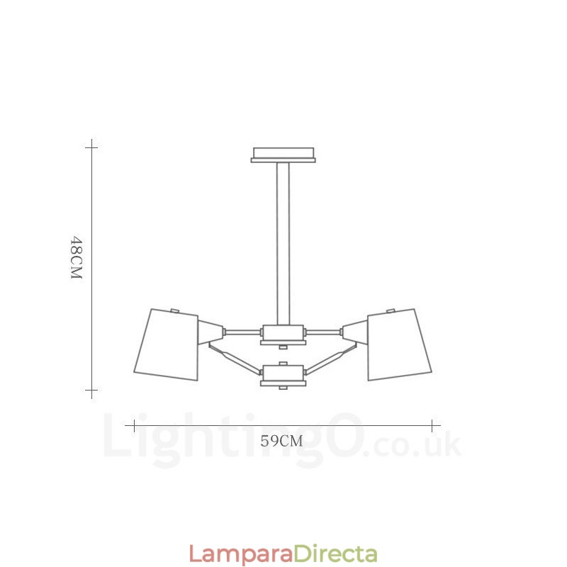Lámpara colgante de estilo nórdico contemporáneo moderno de madera de 4 luces con pantalla de hierro