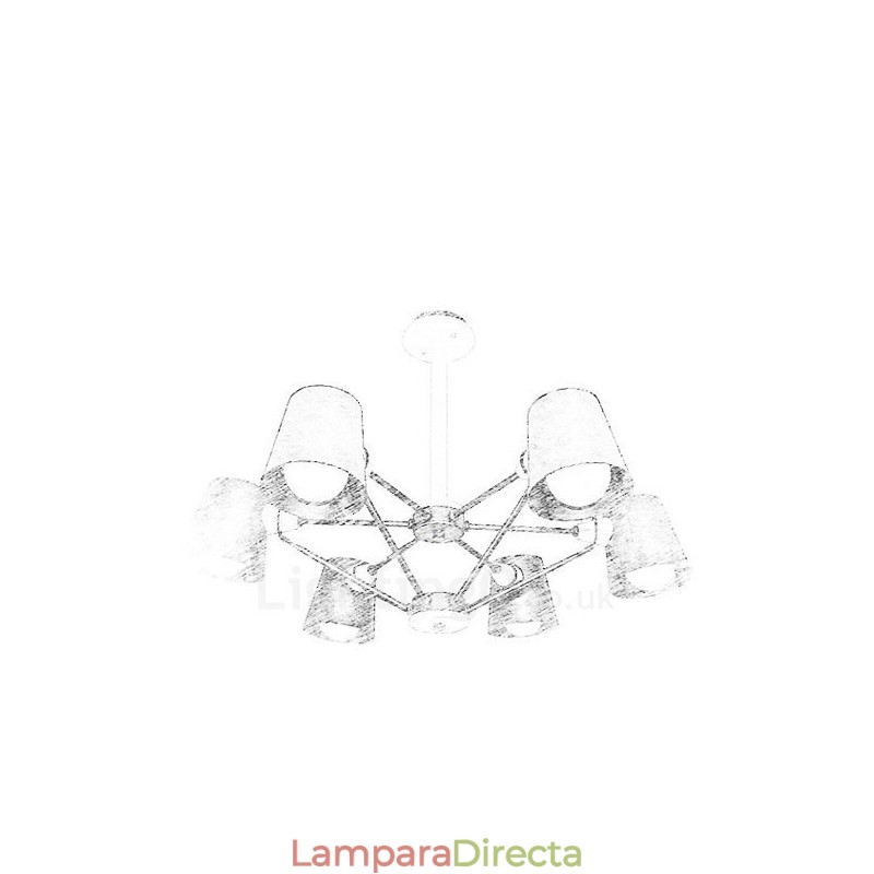 Lámpara colgante de estilo nórdico contemporáneo moderno de madera de 6 luces con pantalla de hierro