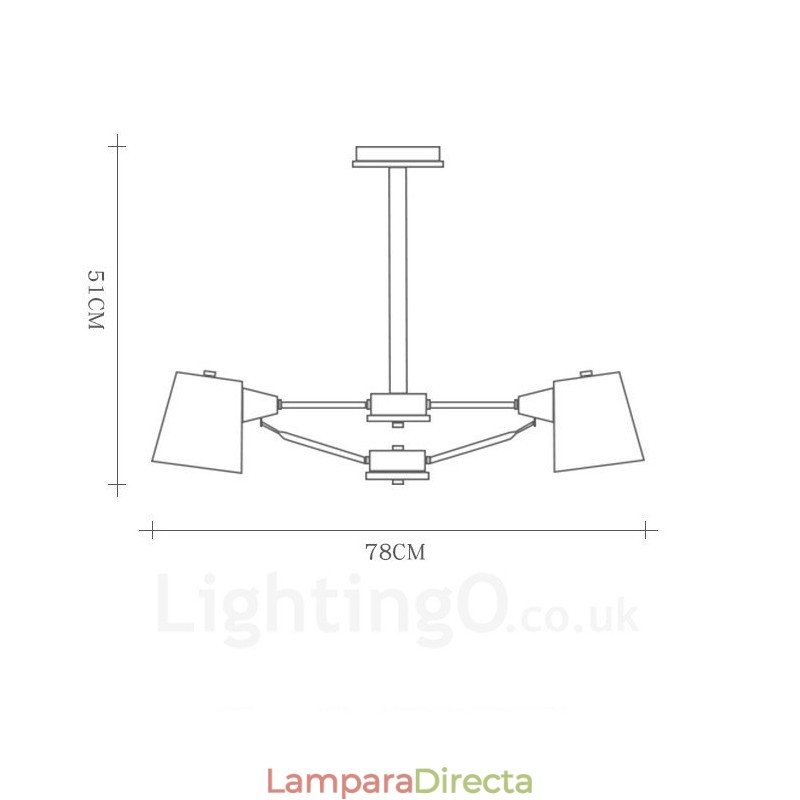 Lámpara colgante de estilo nórdico contemporáneo moderno de madera de 6 luces con pantalla de hierro