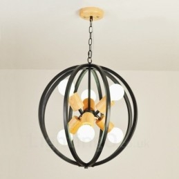 Lámpara colgante retro vintage de hierro de 6 luces con pantalla de hierro