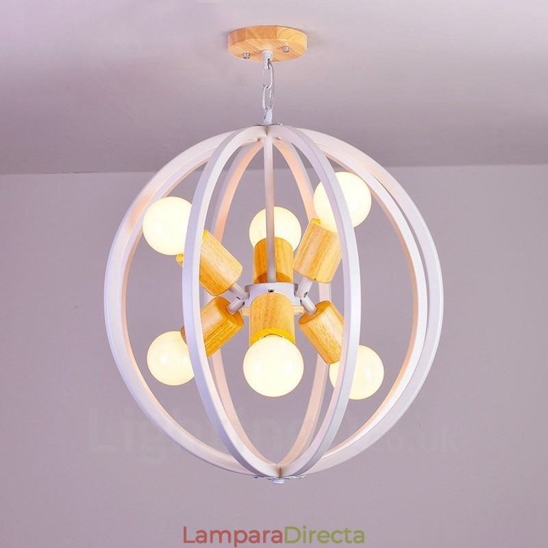 Lámpara colgante retro vintage de hierro de 6 luces con pantalla de hierro