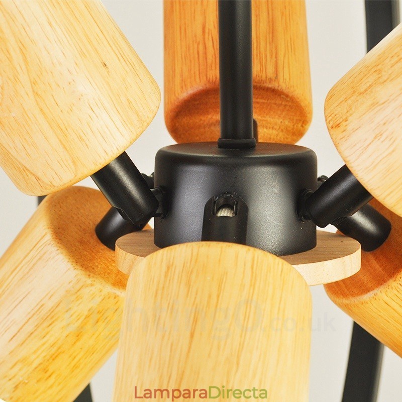 Lámpara colgante retro vintage de hierro de 6 luces con pantalla de hierro