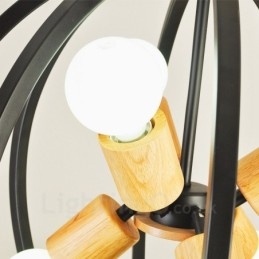 Lámpara colgante retro vintage de hierro de 6 luces con pantalla de hierro