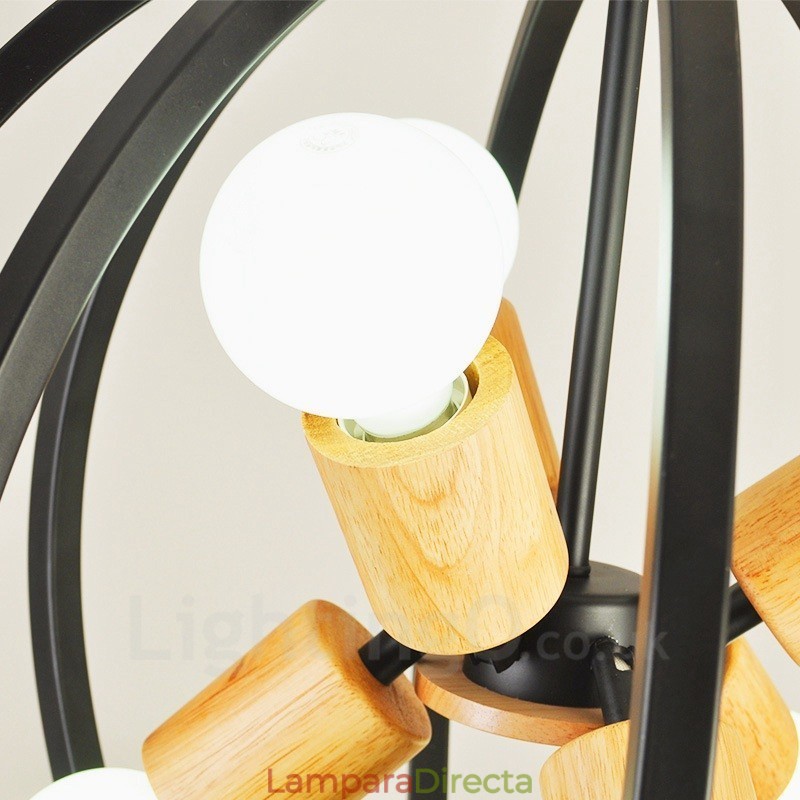 Lámpara colgante retro vintage de hierro de 6 luces con pantalla de hierro