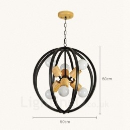 Lámpara colgante retro vintage de hierro de 6 luces con pantalla de hierro