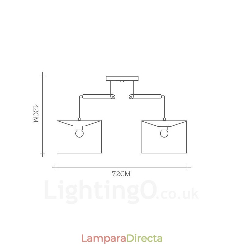 Lámpara colgante contemporánea moderna de madera de 2 luces con pantalla de tela