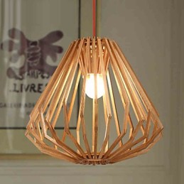 Lámpara de araña estilo mini, tradicional, clásica, de madera y bambú.