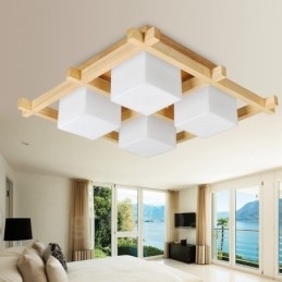 Lámparas de techo empotradas de estilo nórdico contemporáneo moderno de 4 luces con pantalla de vidrio