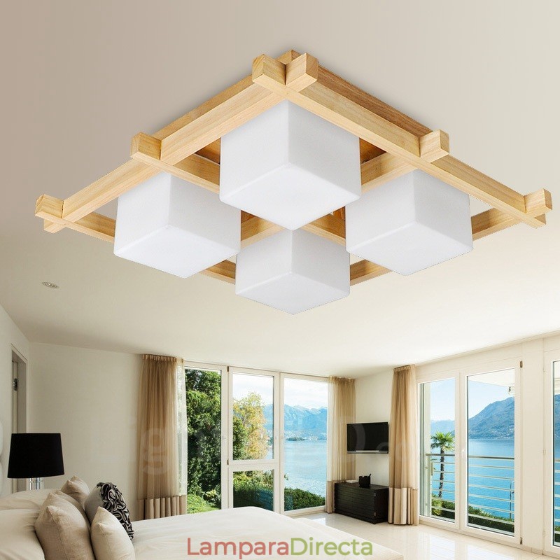 Lámparas de techo empotradas de estilo nórdico contemporáneo moderno de 4 luces con pantalla de vidrio
