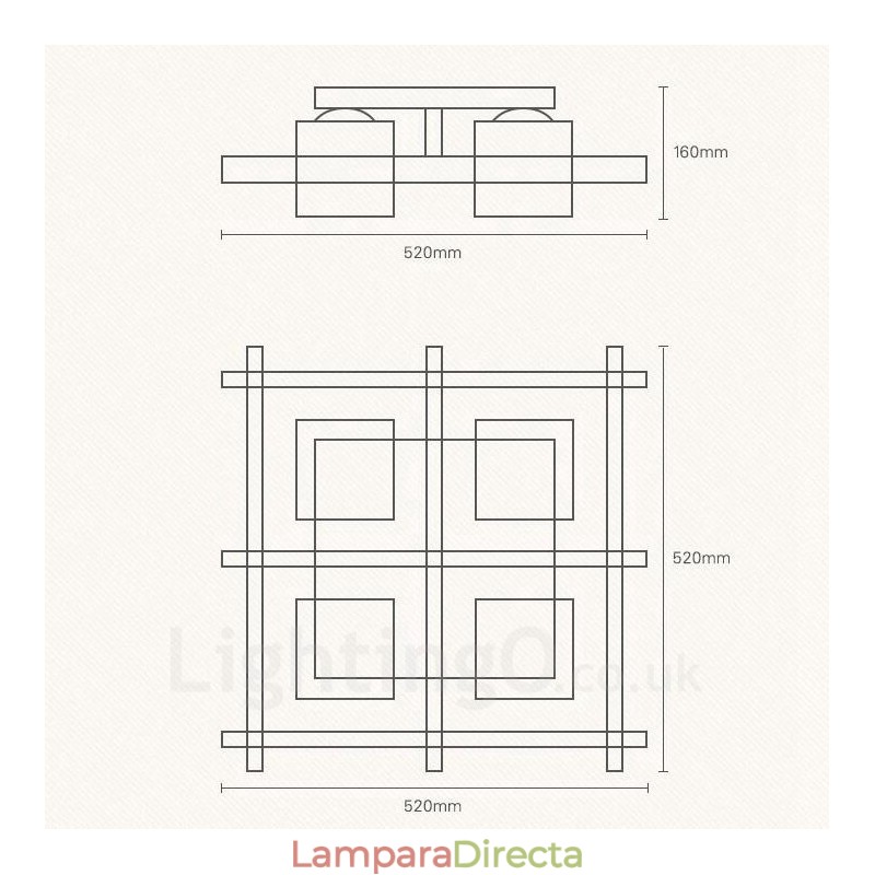 Lámparas de techo empotradas de estilo nórdico contemporáneo moderno de 4 luces con pantalla de vidrio