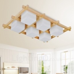 Lámparas de techo empotradas de estilo nórdico contemporáneo moderno de 6 luces con pantalla de vidrio